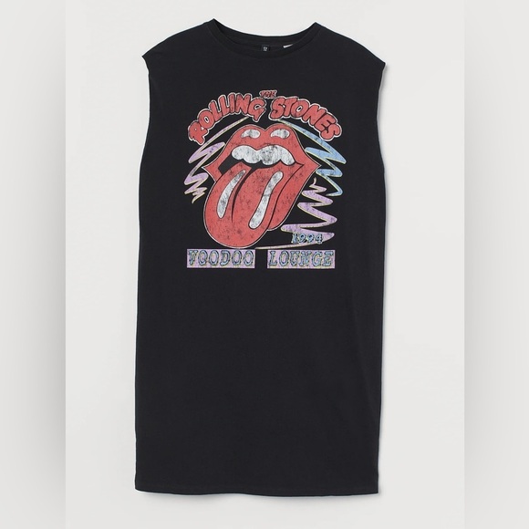 H&M - The Rolling Stones Voodoo Lounge Graphic Sleeveless T Shirt Dress Size S - Picture 1 of 9
